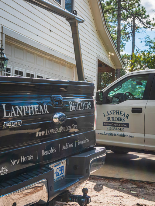 Photo of work trucks for local Wilmington NC custom builder Lanphear Builders