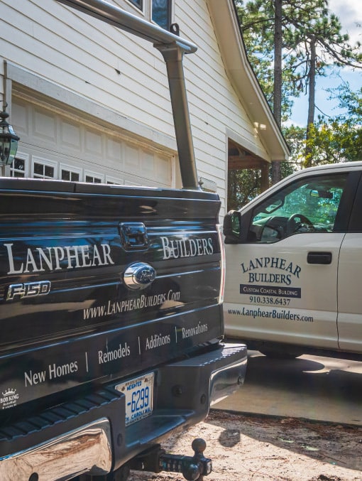 Photo of work trucks for local Wilmington NC custom builder Lanphear Builders